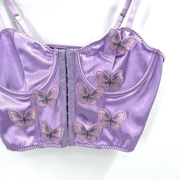 Butterfly Y2K Fairy Lavender Purple Satin Corset Bustier EDC Size Large - Picture 3 of 10